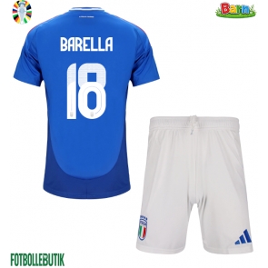 Italien Nicolo Barella #18 Hemmaställ Barn EM 2024 Kortärmad (+ Korta byxor)